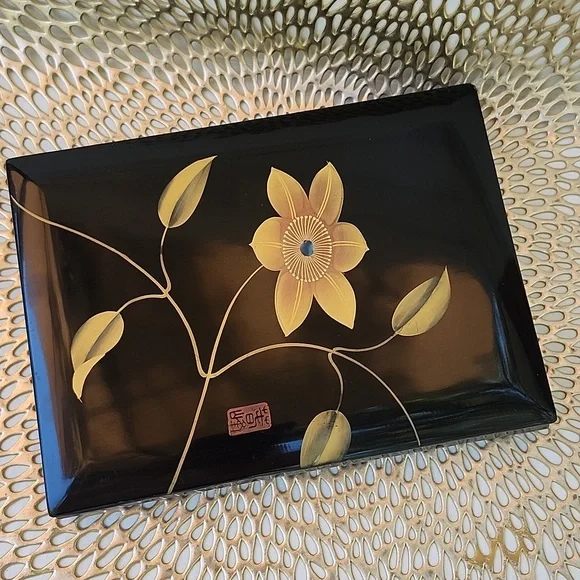 VTG JAPANESE AIZU-,NURI LACQUER FUMIBAKO BOX - Picture 10 of 13